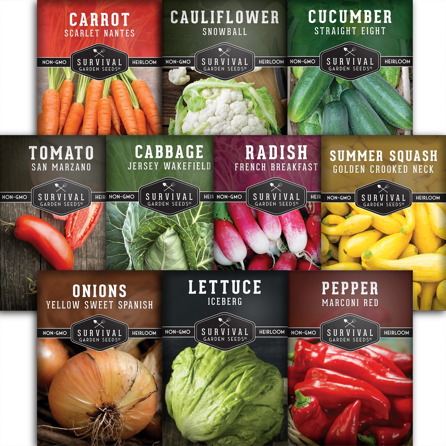 10 Vegetable Seed Collection – Heirloom Non-GMO Garden Vegetables for Home Growing and Food Security