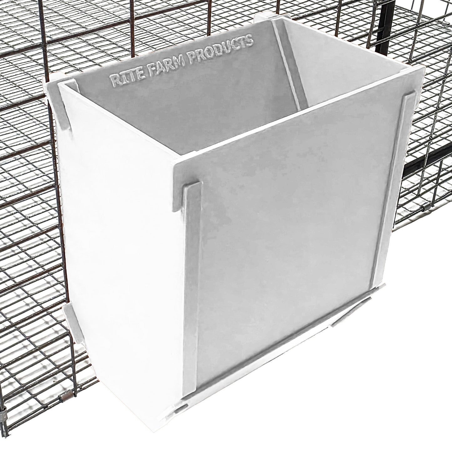 Texas USA Made 6-Inch Cage Hanging Rabbit Feeder with ID Tag for Rabbit Pellet Feed with a Sifter Base