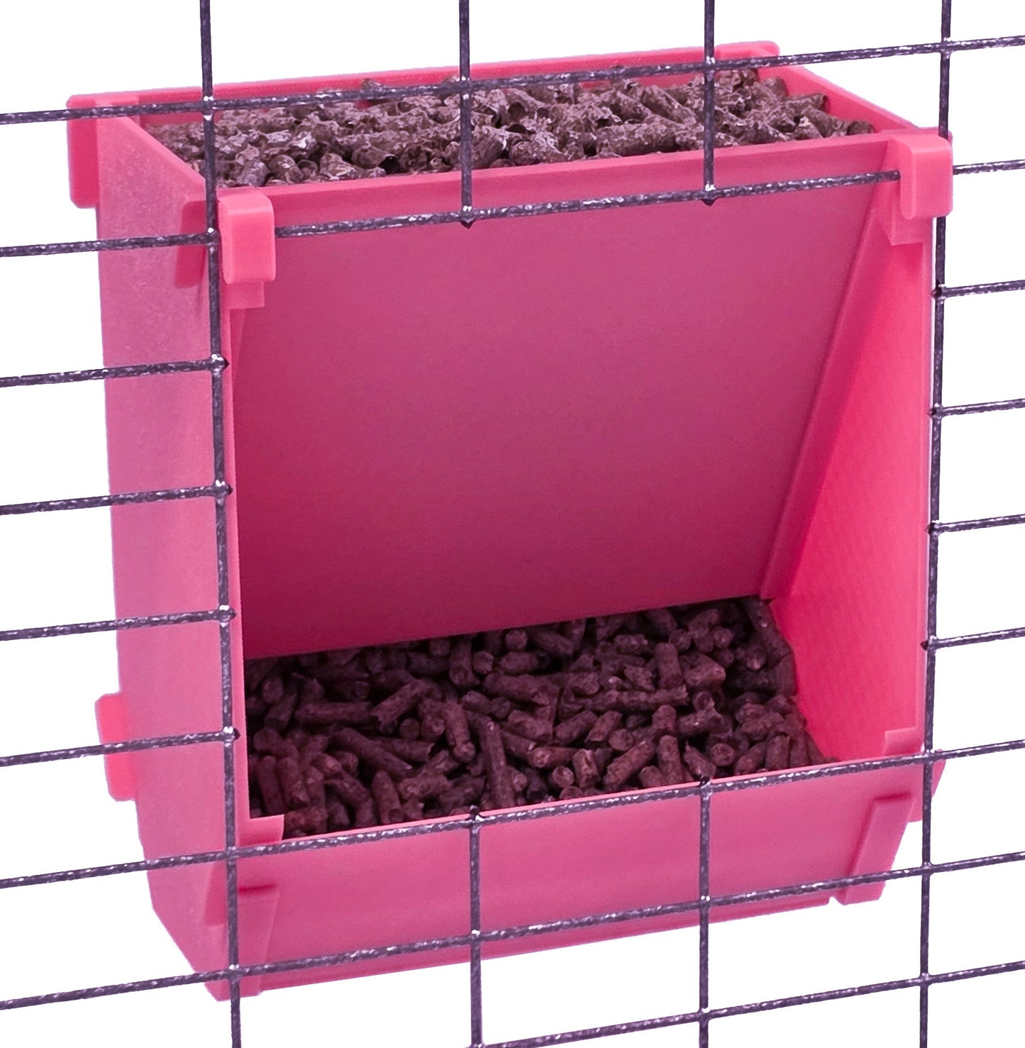 Texas USA Made 6-Inch Cage Hanging Rabbit Feeder with ID Tag for Rabbit Pellet Feed with a Sifter Base