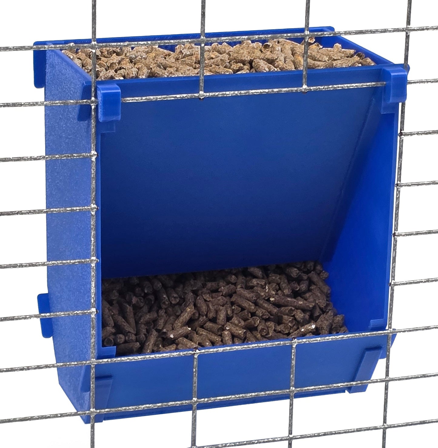 Texas USA Made 6-Inch Cage Hanging Rabbit Feeder with ID Tag for Rabbit Pellet Feed with a Sifter Base