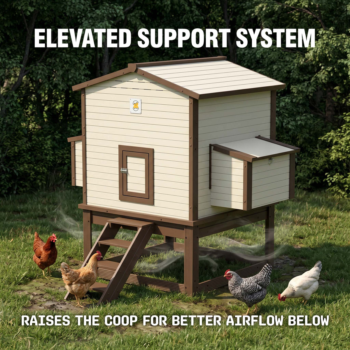 Flock Right Chicken Coop - House with Stand & Run