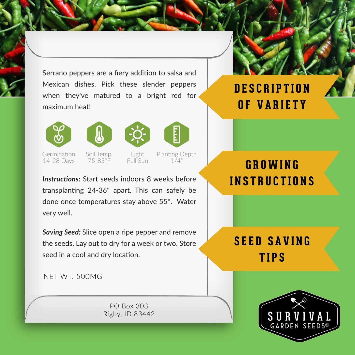 12-Variety Heirloom Pepper Seed Collection – Non-GMO Hot & Sweet Peppers for Home and Container Gardens