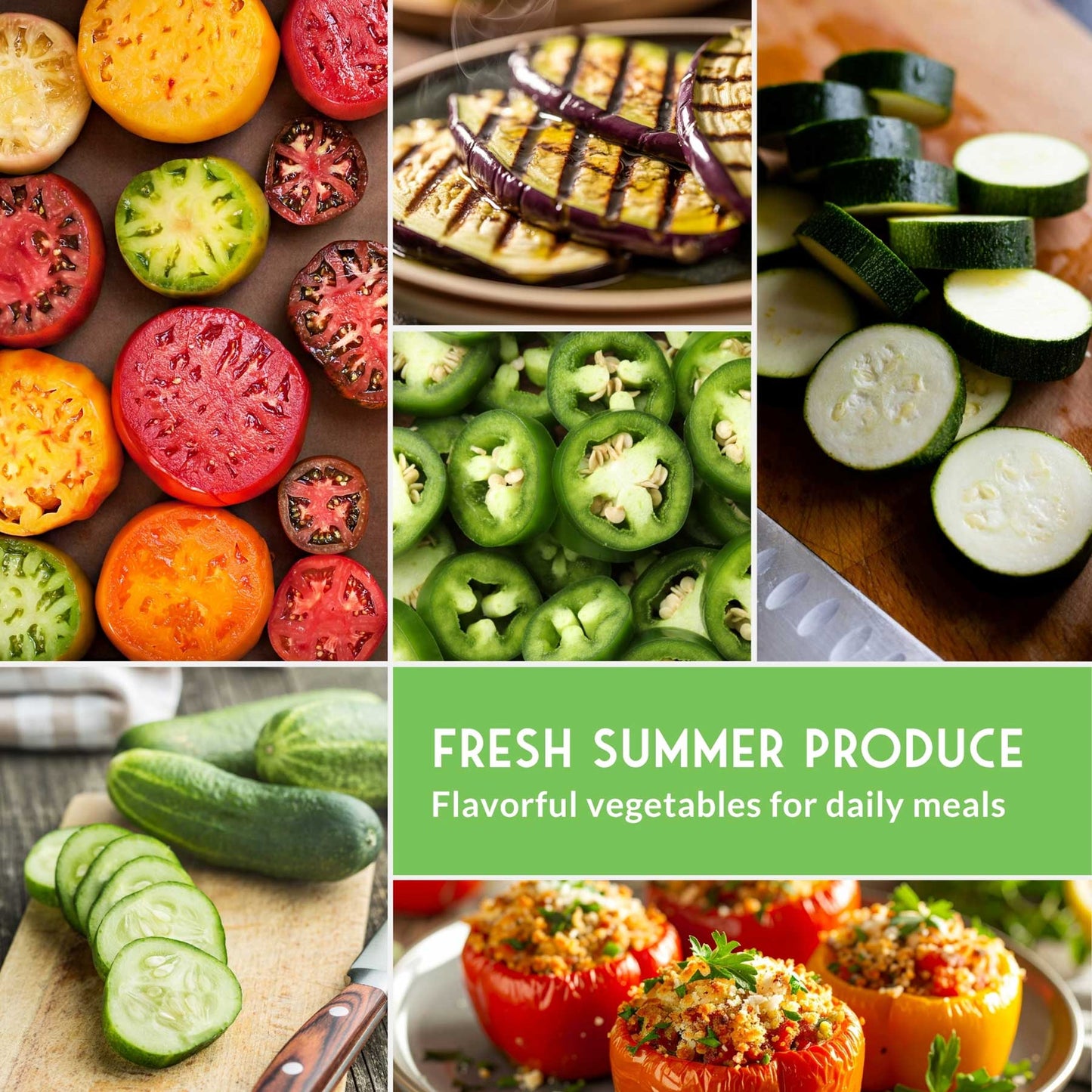 Summer Vegetable Seed Collection – Easy-Growing Tomatoes, Peppers, Beans, Cucumbers, Eggplant & Zucchini